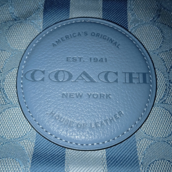 SOLD Coach Dempsey Large Corner Zip wristlet With Patch and Stripe - Picture 2 of 10